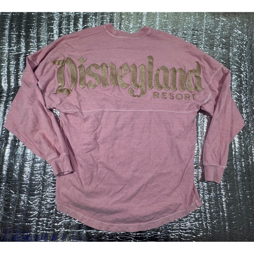 Disneyland Resort Spirit Jersey Pink Rose Gold Glitter XS Est 1955 Long Sleeve